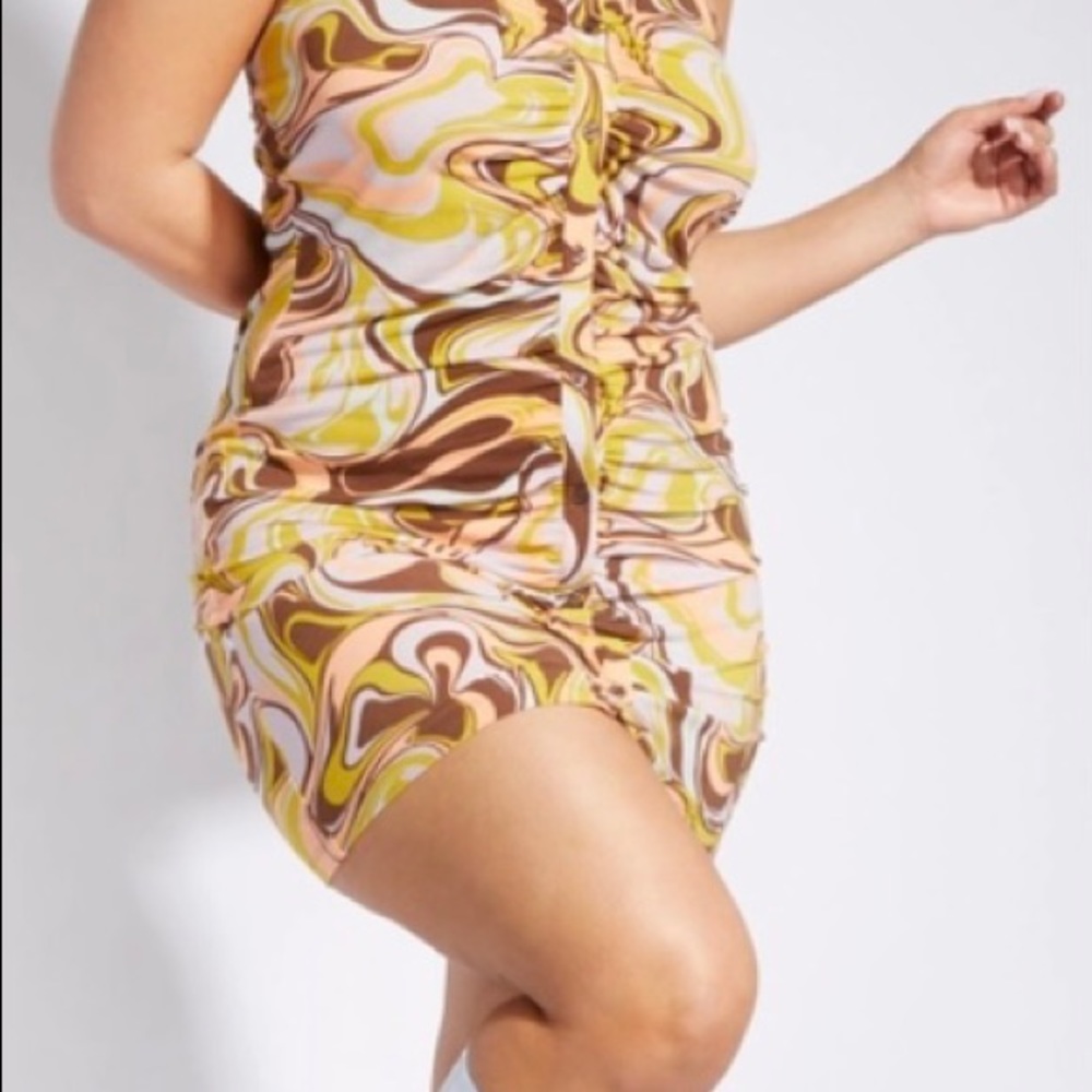 Sassy Sunny Size 3X Dress Groovy Retro-Styling Swirling Rue+ NEW Sexy!